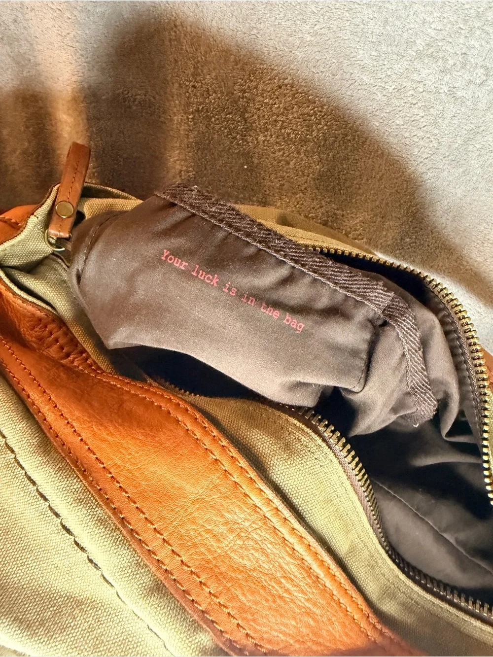 Lucky Brand Canvas Messenger Bag with Leather Trim